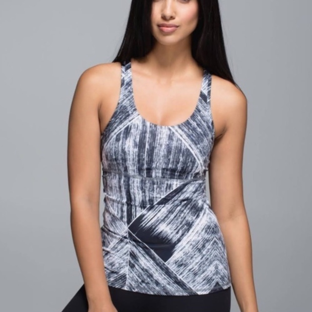 (A7) Lululemon Cool Black & White Racerback Tank Top, Size Small
